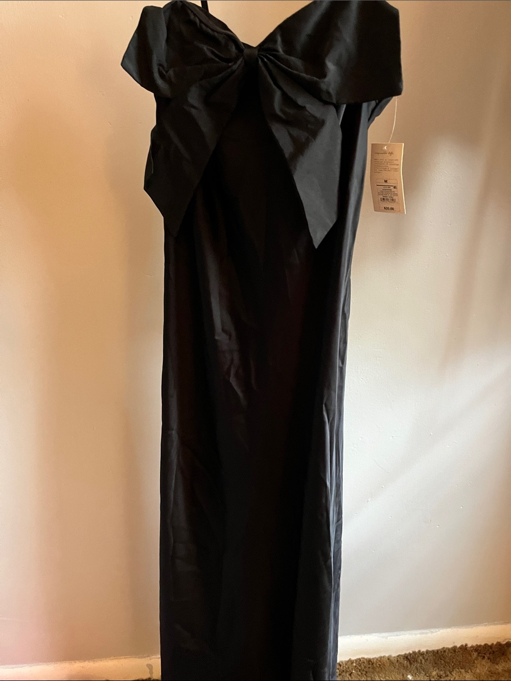 a new day Black Strapless Bow-Front Evening Gown